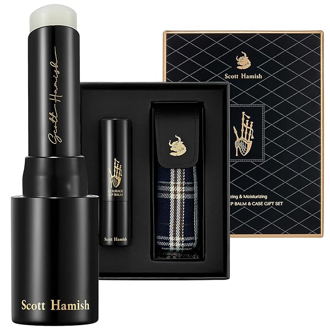 Courage Lip Balm & Case Gift Set - Pure Cowhide Leather Chapstick Holder with Hydrating Lip Balm for Dry Cracked Lips - Flavored Lip Balm & Lip Balm Holder Gift Set for Men-Velvo Beauty