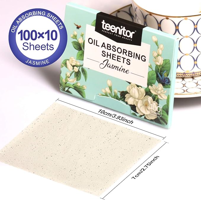 Teenitor Oil Absorbing Sheets for Face, 1000 Sheets Jasmine Oil Blotting Paper for Oily Skin, Natural Oil Control Film Oil Blotting Sheets for Face Men Women, Face Oil Sheets-Velvo Beauty