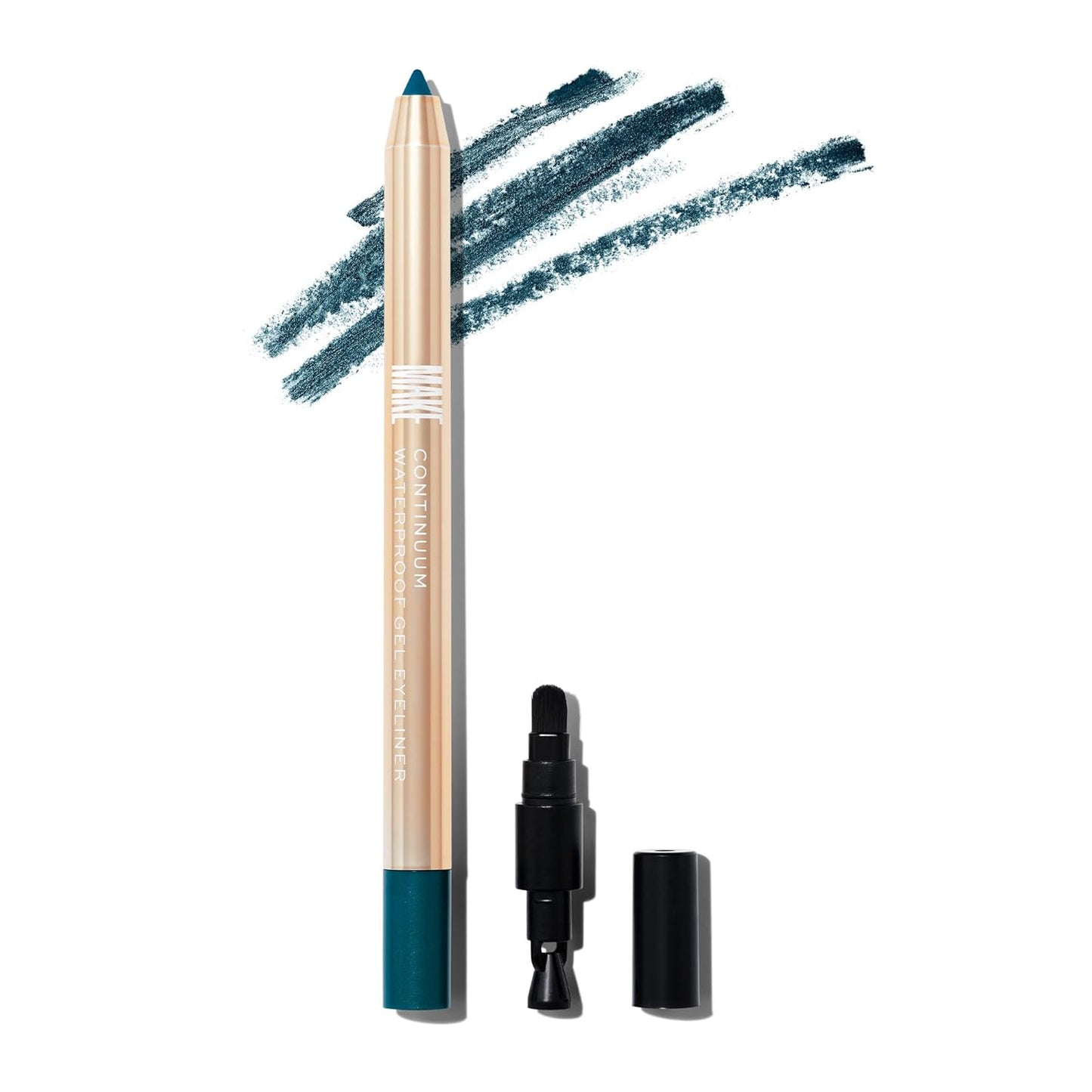 MAKE Beauty Continuum Waterproof Gel Eyeliner Pencil. Creamy, Pigmented Multi-Use, including Waterline with Built-in Sharpener and Blending Brush. Smudge-Proof Makeup. Shade - Galaxy, Teal-Velvo Beauty