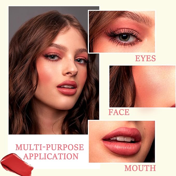 3 Colors Blush Stick,Multi-Use Cream Blush,Waterproofing Highly Pigmented Makeup Stick,Moisturizing Makeup Cream Set with Blender Sponge-Velvo Beauty