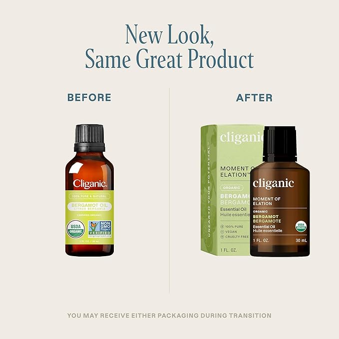 Cliganic Organic Bergamot Essential Oil, 100% Pure Natural for Aromatherapy | Non-GMO Verified (Packaging May Vary)-Velvo Beauty