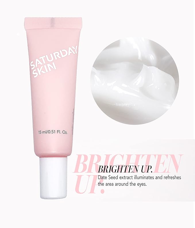 Saturday Skin Wide Awake Brightening Cream Illuminating Eye Cream for Wrinkles, Puffy Eyes + Dark Circles Lightweight, Moisturizing, Deeply Hydrates(0.51 Fl Oz (15ml))-Velvo Beauty