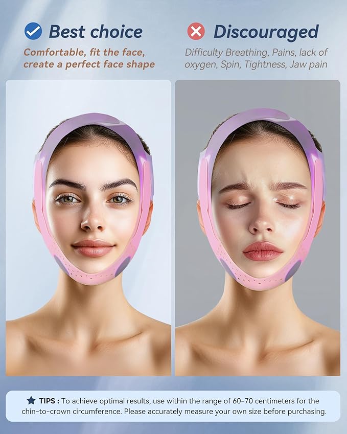V-Line Sculpting Face Mask – Silicone Chin Strap for Jawline Tightening & Double Chin Reduction (23-27 Inches) (BLUSH)-Velvo Beauty