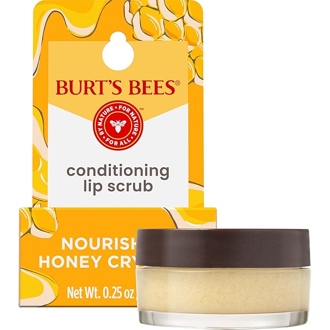 Burt's Bees Conditioning Honey Lip Scrub, Exfoliates & Conditions Dry Lips, with Honey Crystals, Use with Overnight Intense Lip Treatment, Natural Origin Lip Care, 0.25 oz.-Velvo Beauty