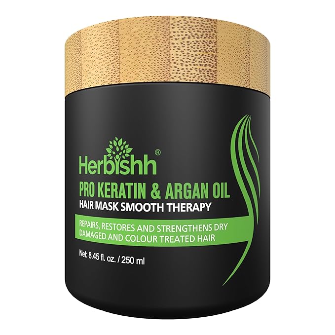 Herbishh Argan Hair Mask-Deep Conditioning & Hydration For Healthier Looking Hair for very Dry, Weak, Stressed Out Hair, No Sulphates, No Parabens-Velvo Beauty