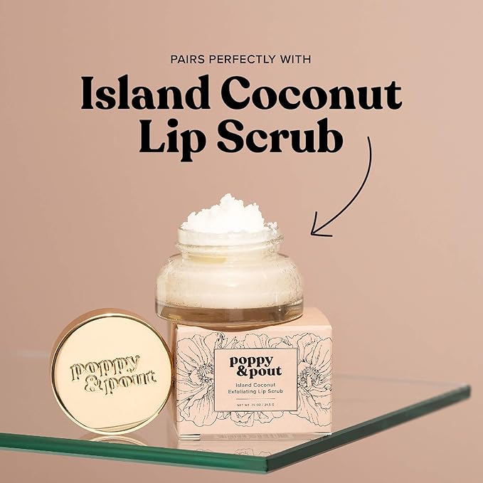 Poppy & Pout Island Coconut Jumbo Lip Balm | All Natural Lip Balms & Moisturizers | Hydrates with Beeswax, Vitamin E, Organic Coconut Oil | Cruelty-Free | Lip Balm in Recyclable Cardboard Tube-Velvo Beauty