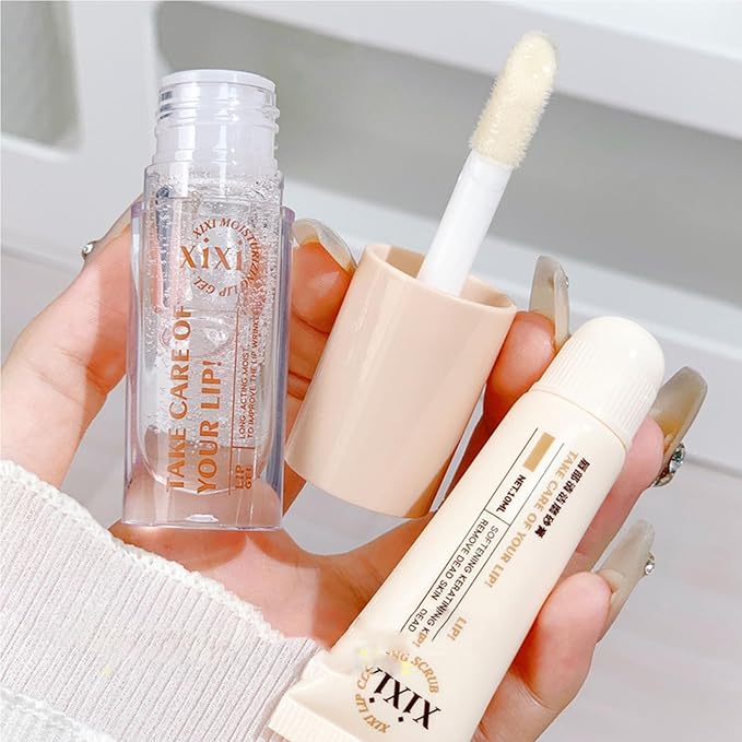 Lip Care Lip Scrub And Moisturizing Gel Set Sleeping Exfoliating Natural plant Oil Korean Therapy For Fuller Plumper-Velvo Beauty