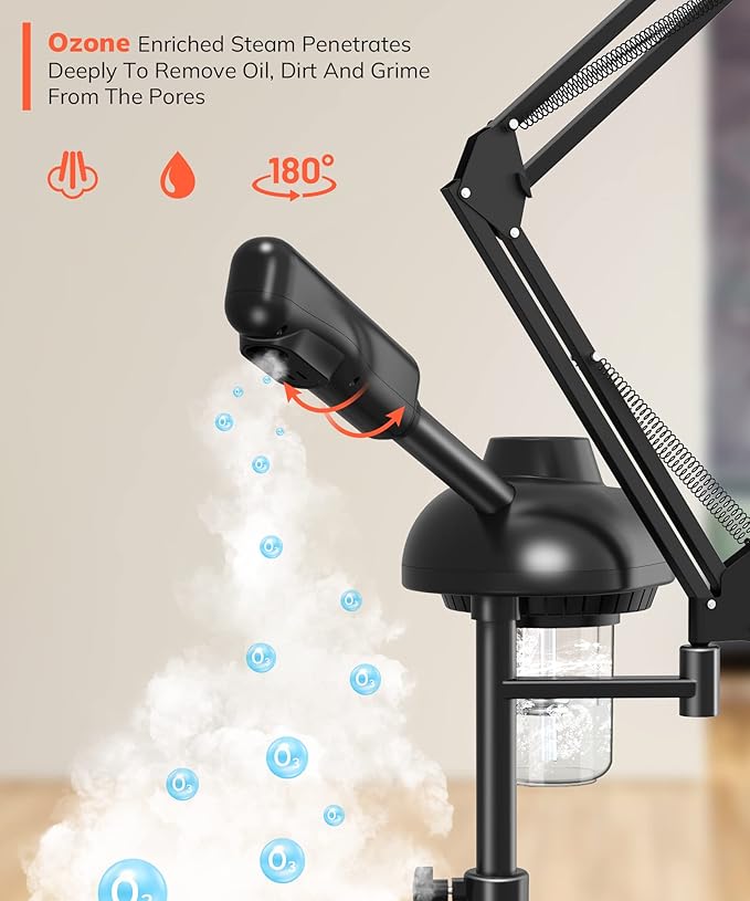 TASALON 2-in-1 Professional Facial Steamer, Hot Ozone Face Steamer for Facial with 5X Magnifying Lamp, Esthetician Steamer for Salon Beauty and Spa Shop, Skin Care Equipment with New Upgrade Wheels-Velvo Beauty