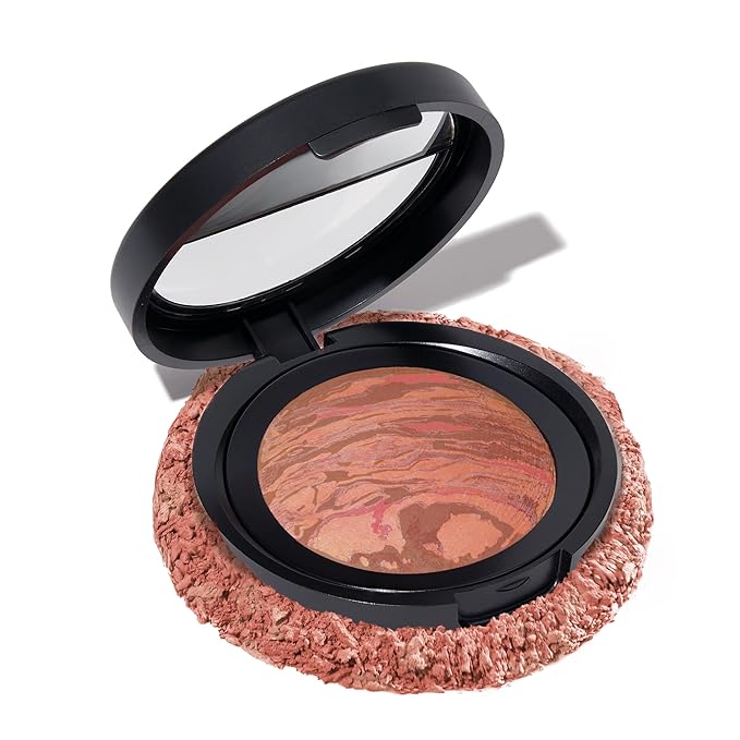 LAURA GELLER NEW YORK Baked Blush-n-Brighten Marbleized Blush for Cheeks - Rosé All Day - Natural Finish - Buildable Color-Velvo Beauty