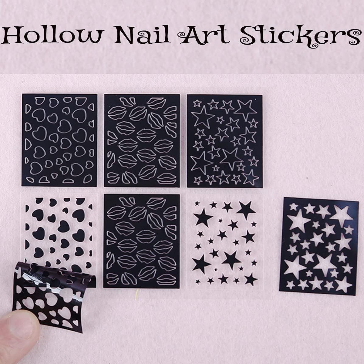 Nail Stencils for Nail Art Reusable,Nail Vinyl Stencils Sticker 144 Pieces 72 Designs,Hollow DIY Manicure Decoration Decals French Tip Nail Guides Supplies（24 Sheets）.-Velvo Beauty