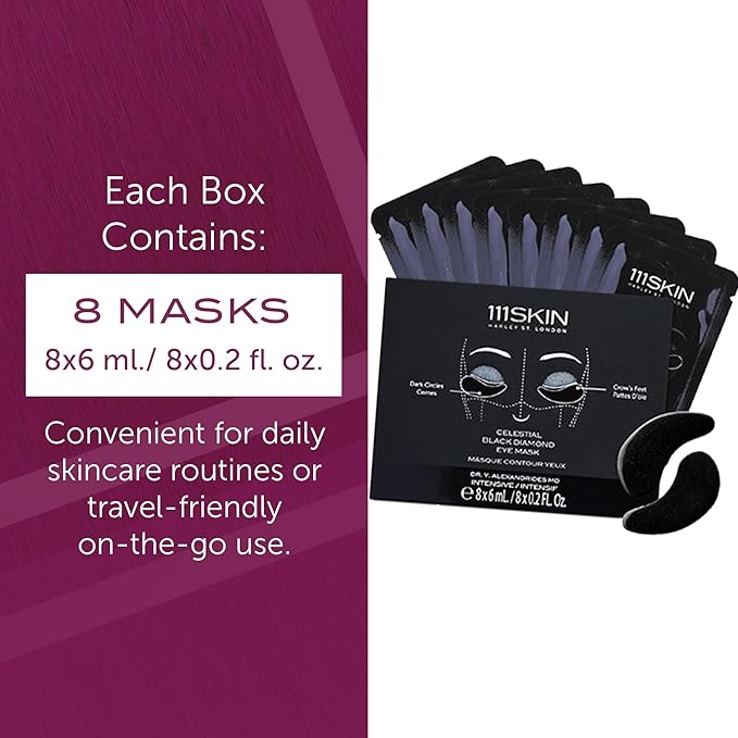 111SKIN Black Diamond Eye Mask, Hydrating Under Eye Patches for Dark Circles with Retinol, Hyaluronic Acid & Niacinamide, Helps Lift & Firm the Appearance of Fine Lines & Undereye Area, 8 Pairs-Velvo Beauty