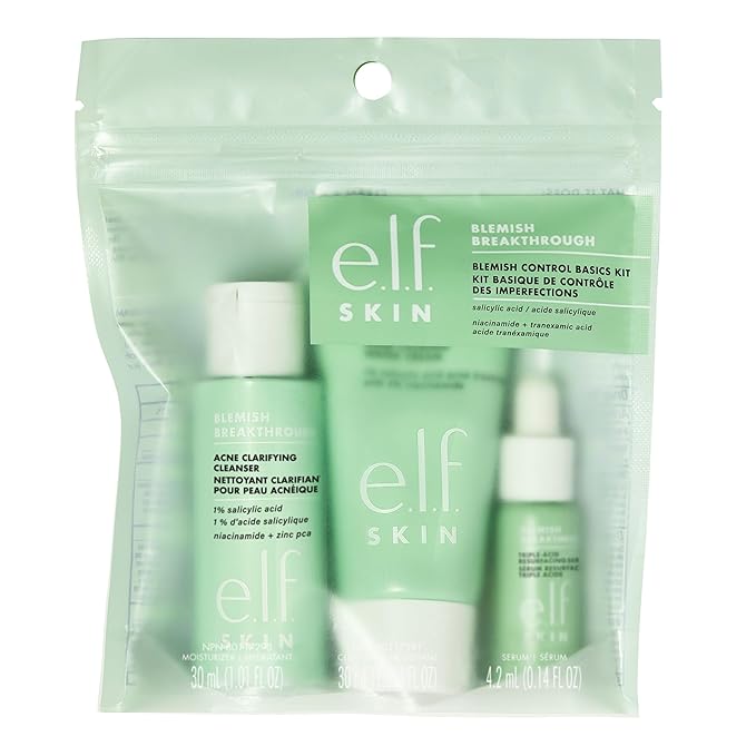 e.l.f. SKIN Blemish Breakthrough Blemish Control Basics Kit, Travel-Size Acne Skincare Routine, Cleanser, Serum & Moisturizer, Vegan & Cruelty-Free-Velvo Beauty