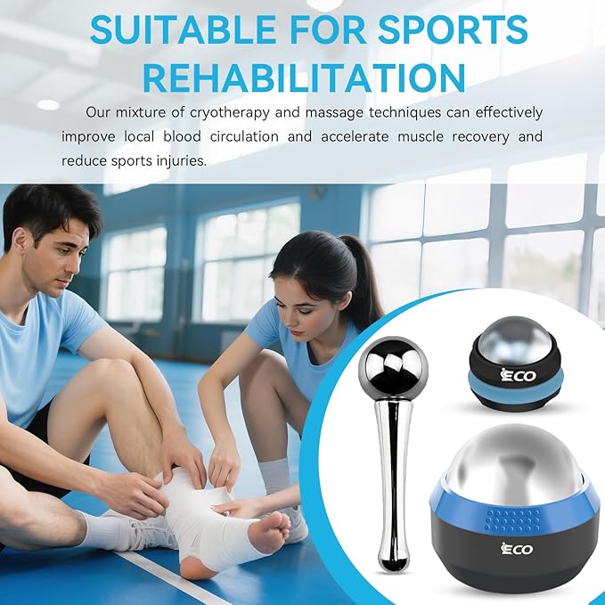 iECO Cryosphere Cold Massage Roller Ball – Ice Cold and Hot for Deep Tissue and Sore Muscle Relief of Stiffness and Stress, Body, Neck, Back, Foot, Plantar Fasciitis, Gifts for Him-Velvo Beauty