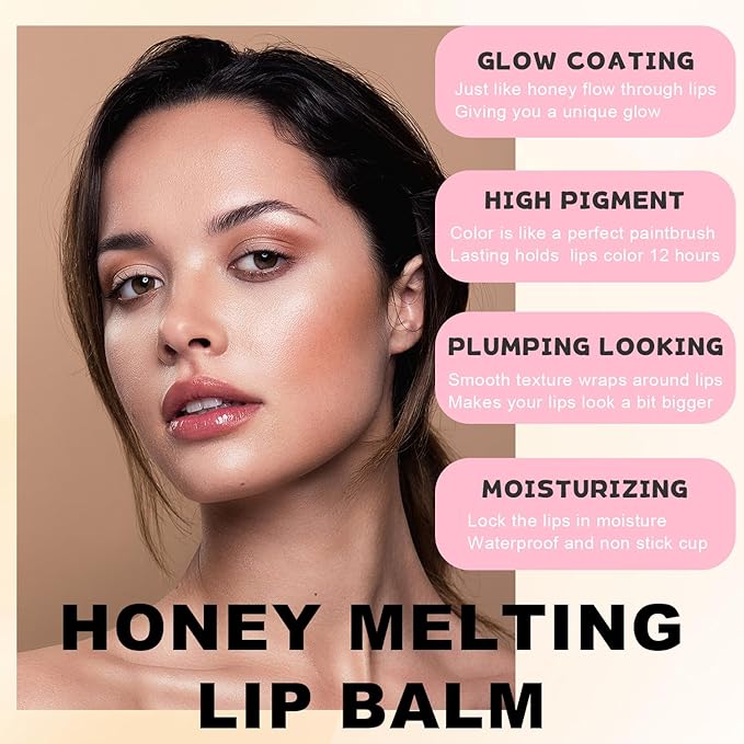Lip Balm Slick Click, Honey Melting Lip Glow Oil, Moisturizing and Long-lasting Lip Plumper, Non Sticky Lipstick with Coconut Oil (06 Cherry)-Velvo Beauty