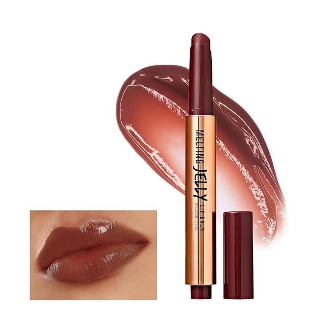 KISS NEW YORK Professional Melting Jelly Lip Balm, High Shine & Moisturizing Lip Stick, Long Lasting, Plumping Effect Look, Non-Sticky & Not Cakey, Easy Application & Natural Coverage (Mocha)-Velvo Beauty