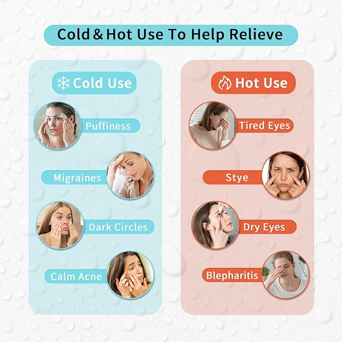 2PCS Cooling Eye Mask Gel Eye Mask, Reusable Hot Cold Therapy cold eye mask for Post Surgery, Puffiness, Dark Circles, Eye Bags, Dry Eyes, Migraines with Soft Plush Backing (Heart+Snowflake)-Velvo Beauty