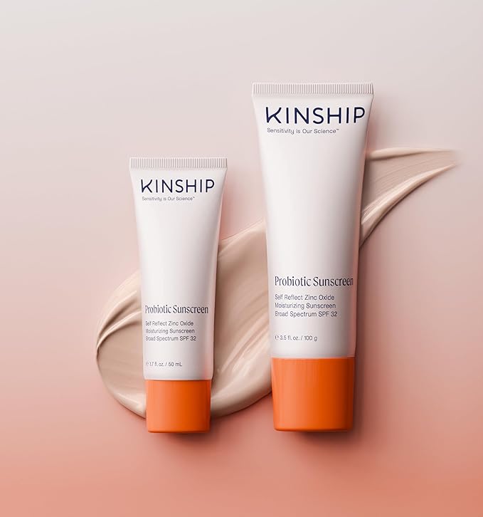 Kinship Zinc Oxide Mineral Sunscreen for Face Self Reflect SPF 32 | Vegan, Reef Safe, Non Toxic Eczema Sunscreen for Sensitive Skin | Sunblock Face Moisturizer with SPF (3.5 oz)-Velvo Beauty