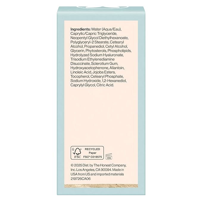 Honest Beauty Sensitive Skin Daily Calm Lightweight Moisturizer | Reduces Redness, Hydrates, + Calms Skin | Hypoallergenic, Fragrance Free, Vegan | 1.7 fl oz-Velvo Beauty