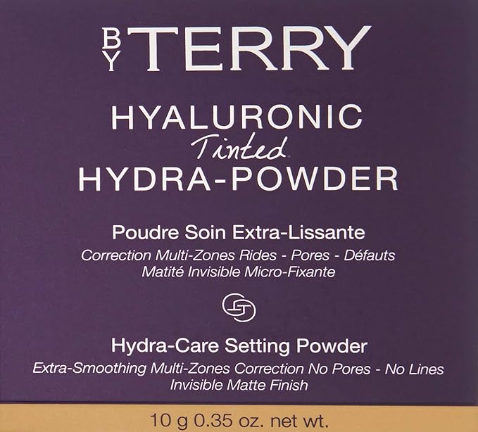 By Terry Hyaluronic Tinted Hydra-Powder, Non-Drying Loose Face Setting Powder, Blur Imperfections & Mattify, Dark, 0.35 oz-Velvo Beauty