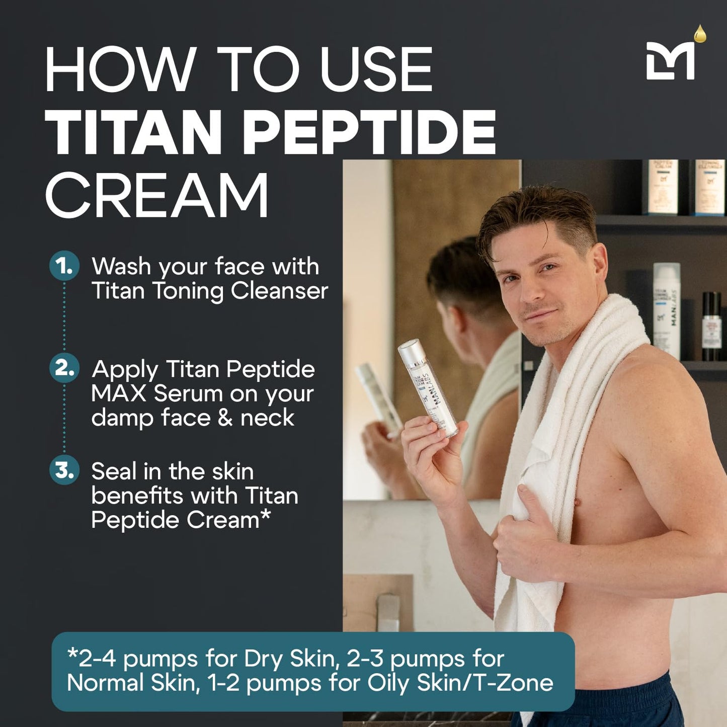 Titan Peptide Anti-Aging Mens Face Cream – Mens Face Moisturizer – For Men, Face Lotion – Men, Skin Care – Tighten, Firm, Revitalize – Peptides, Vitamin C & E, Squalane – All Skin – Unscented-Velvo Beauty
