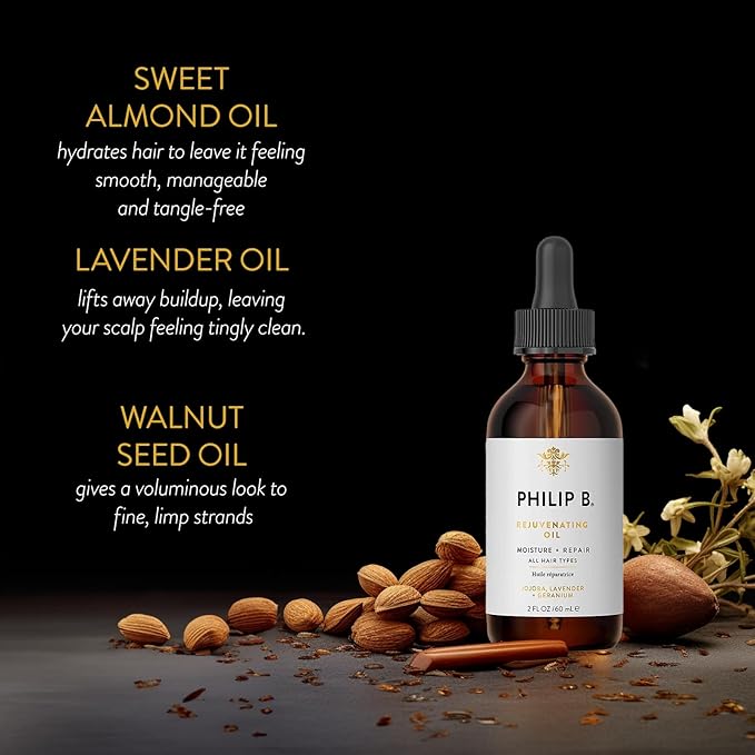 PHILIP B Rejuvenating Oil 2 oz. (60 ml) | Long-Term Hair Repair, Youthful Bounce, Strength and Shine-Velvo Beauty