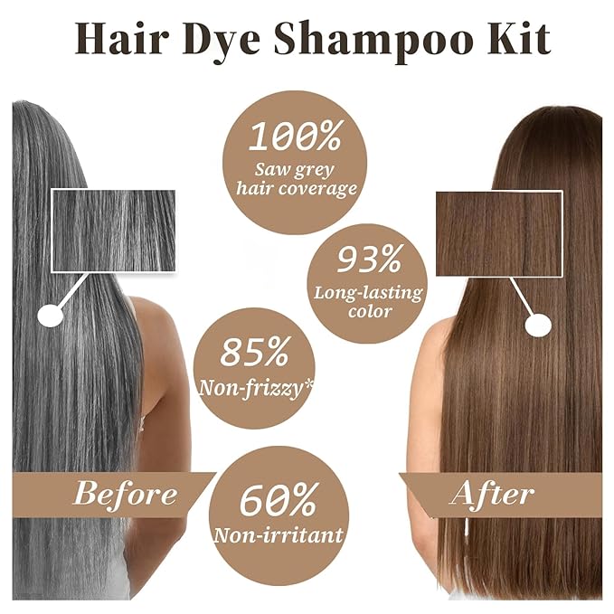 Light Brown Hair Dye Shampoo, 3-in-1 Hair Color Shampoo for Gray Hair Coverage for Women & Men, Natural Brown Shampoo Hair Dye Colors Hair in Minutes, Shampoo Tinte Para El Cabello, Champu Para Canas-Velvo Beauty