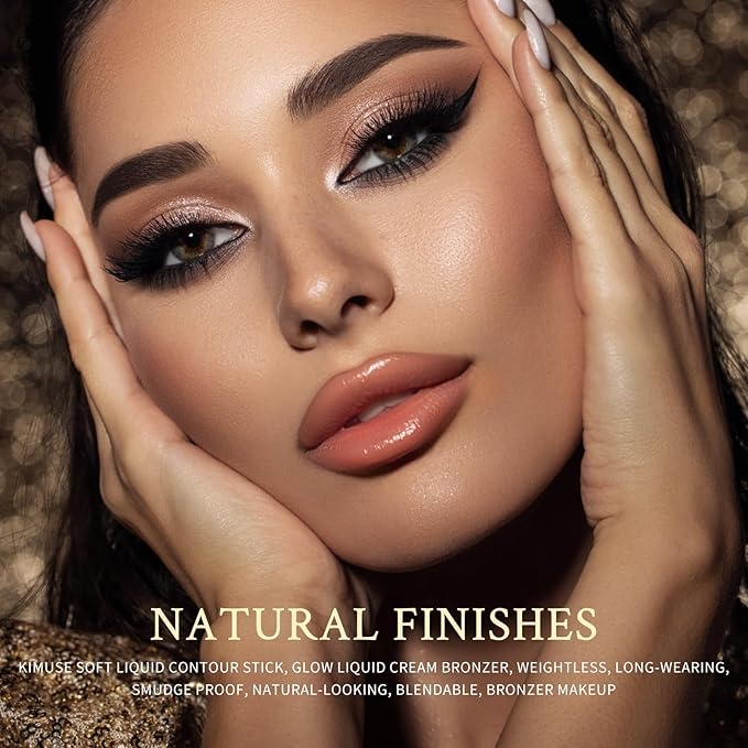 KIMUSE Soft Liquid Contour Stick, Glow Liquid Cream Bronzer, Weightless, Long-Wearing, Smudge Proof, Natural-Looking, Blendable, Bronzer Makeup-Velvo Beauty