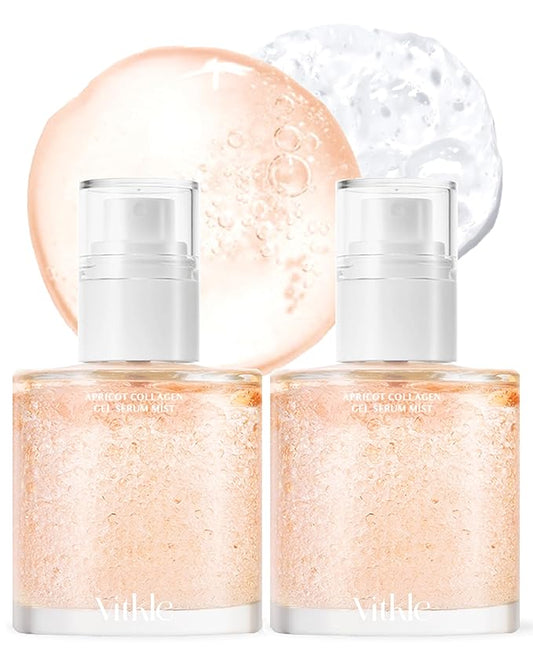 Apricot Collagen Gel Serum Mist - Korean Face Moisturizer French Patented with 8-Layer Hyaluronic Acid, Bakuchiol, Adenosine for Hydration Glow Firming Anti-Aging Spray, 6.76 fl.oz.