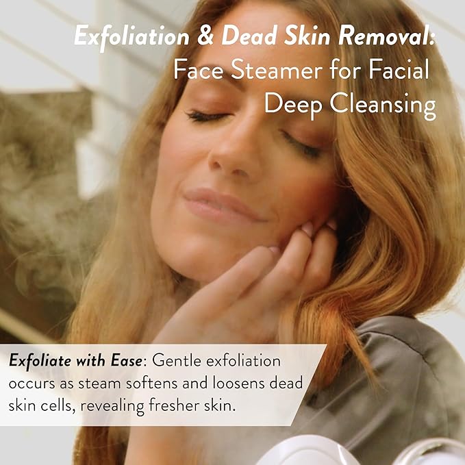 Facial Steamer SPA+ by Microderm GLO - Best Professional Nano Ionic Warm Mist, Home Face Sauna, Portable Humidifier Machine, Deep Clean & Tighten Skin, Daily Hydration for Maximum Serum Absorption-Velvo Beauty