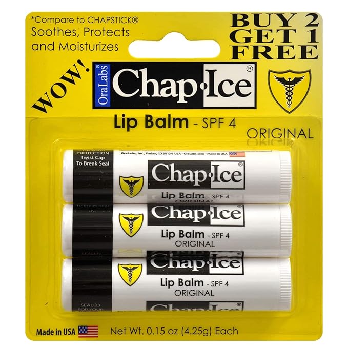 Chap-Ice SPF 4 Premium Lip Balm, Original , 3 pack-Velvo Beauty
