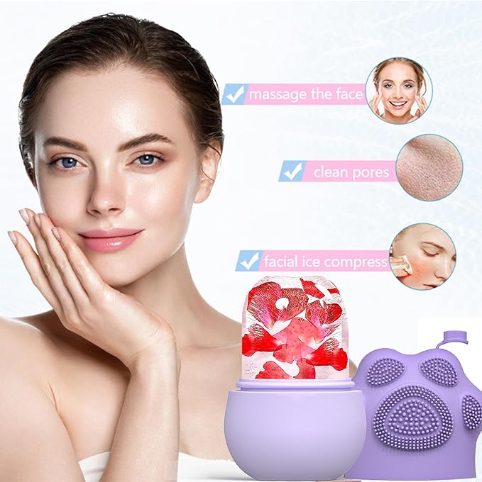 Ice Face Roller, Joyeee Silicone Ice Roller For Face and Eyes Puffiness Relief Reusable Face Ice Cubes Migraine Pain Relief Facial Ice Mold Skincare Tools Gifts for Women Beauty-Velvo Beauty