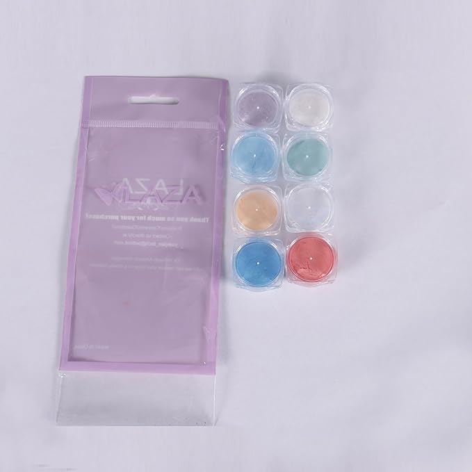 Laza Mermaid Pearl Chrome Nail Powder, 8 Colors Metallic Mirror Effect Pigment, Iridescent Aurora Nail Glitter Dust Kit for Gel Nail Art Decoration, Resin Craft, Gifts - Sweet Candy-Velvo Beauty