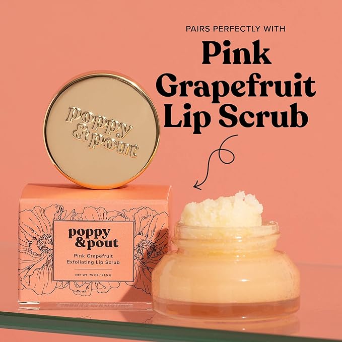 Poppy & Pout Pink Grapefruit Jumbo Lip Balm | All Natural Lip Balms & Moisturizers | Hydrates with Beeswax, Vitamin E, Organic Coconut Oil | Cruelty-Free | Lip Balm in Recyclable Cardboard Tube-Velvo Beauty