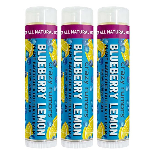 Crazy Rumors Blueberry Lemon Flavored All Natural, Plant Based Lip Balm to Moisturize and Nourish your Lips - Blueberry Lemon (3-Pack)-Velvo Beauty