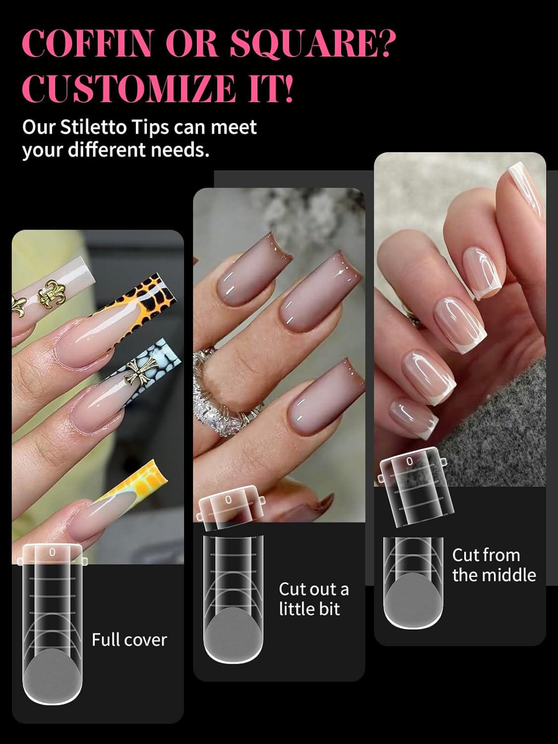 EBANKU 288Pcs Matte Dual Nail Forms, Clear Poly Gel Nail Molds Square Full Cover Coffin Nail Tips Extension Forms for Gel Manicure Nail Art Design Salon&DIY-12 Sizes-Velvo Beauty