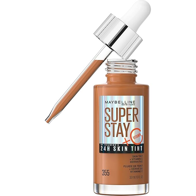 Maybelline Super Stay Up to 24HR Skin Tint, Radiant Light-to-Medium Coverage Foundation, Makeup Infused With Vitamin C, 335, 1 Count-Velvo Beauty