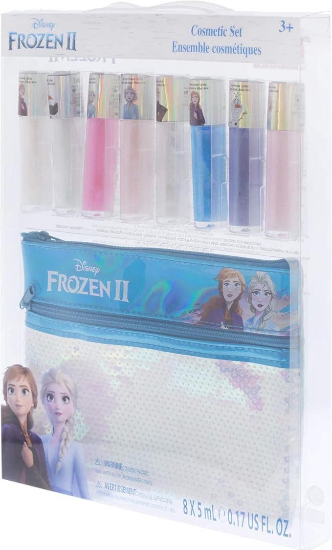 Townley Girl Disney Frozen 2 Anna and Elsa Lip Gloss Set with Sequin Bag, Ages 3+ (9 Pcs)-Velvo Beauty