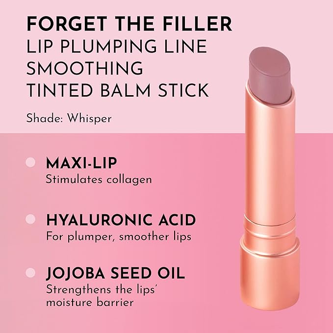 LAWLESS Forget the Filler Lip Plumping Line Smoothing Tinted Balm, Whisper, Pink, 0.09 Ounce-Velvo Beauty