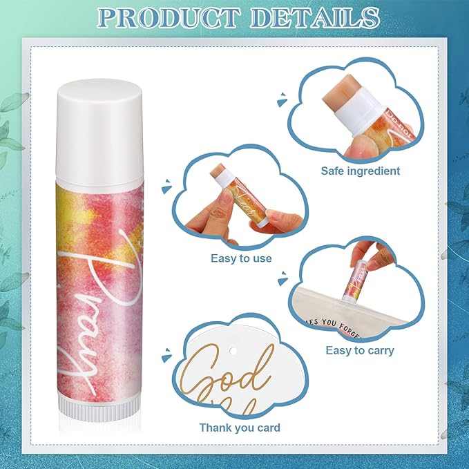 Fumete 50 Sets Christian Lip Balms Bulk Gift for Women Religious Bible Verse Lip Balm Faith Inspirational Scripture Gifts for Church Party Favor Friend Teacher Coworker-Velvo Beauty
