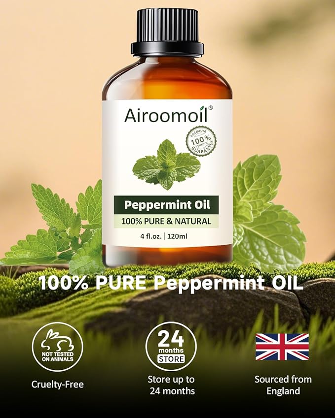Pure Peppermint Essential Oil, 100% Pure Natural Peppermint Essential Oil, Premium Grade Essential Oils for Diffusers for Home, Skin, Care Massage, Soap Making, Aromatherapy, 4 Fl Oz | 120ml-Velvo Beauty