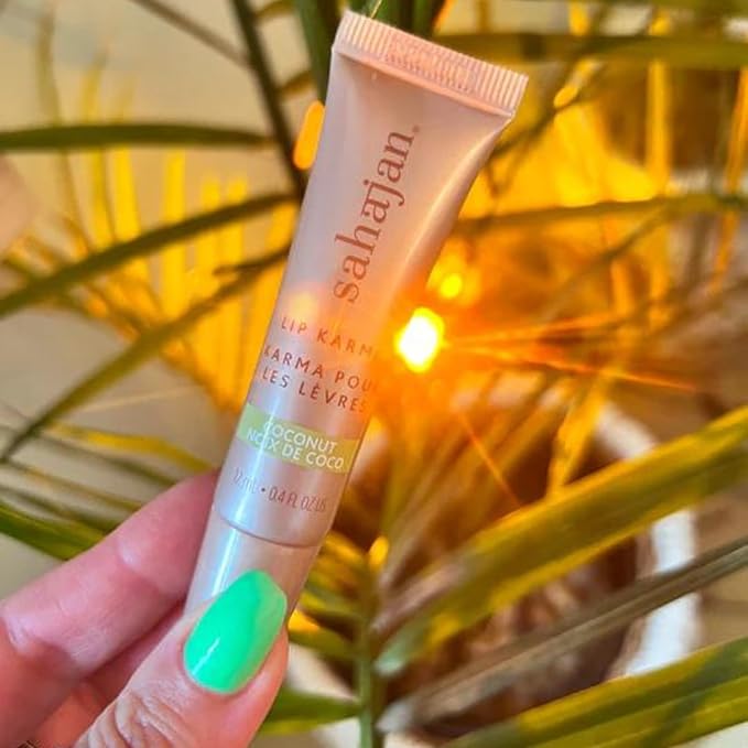 Sahajan Lip Karma Hydrating Lip Balm Gloss with Castor & Argan Oil, Cera Alba, Moisturizes & Firms Chapped, Dry Lips Shine for Plumper Looking Lips (Coconut)-Velvo Beauty