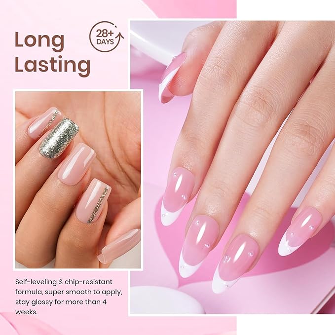 Beetles Jelly Gel Nail Polish Set, 6 Colors Milky White Nude Pink Sheer Brown Gel Polish Kit Nail Concealer Translucent Effect Soak Off Uv French Nail Art Gift for Women Ultimate Monochrome Collection-Velvo Beauty