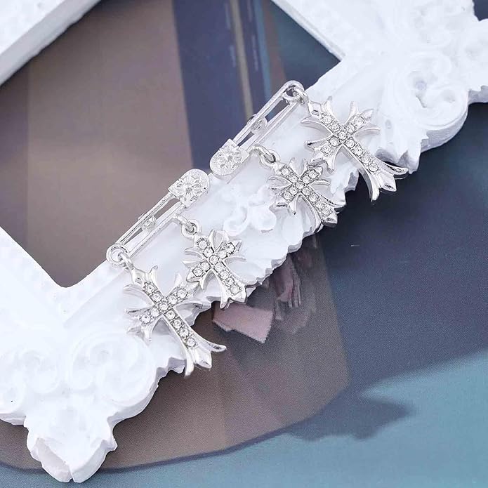 Vintage Crystal Cross Drop Earrings Rhinestone Cross Stud Earrings Silver Paperclip Earrings Sparkly Cz Crucifix Earrings Jewelry for Women-Velvo Beauty