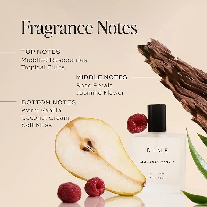 Dime Beauty Perfume Malibu Night, 1.7 oz / 50 ml - Light and Floral Musk Scent, Hypoallergenic, Clean Perfume, Eau de Toilette For Women-Velvo Beauty