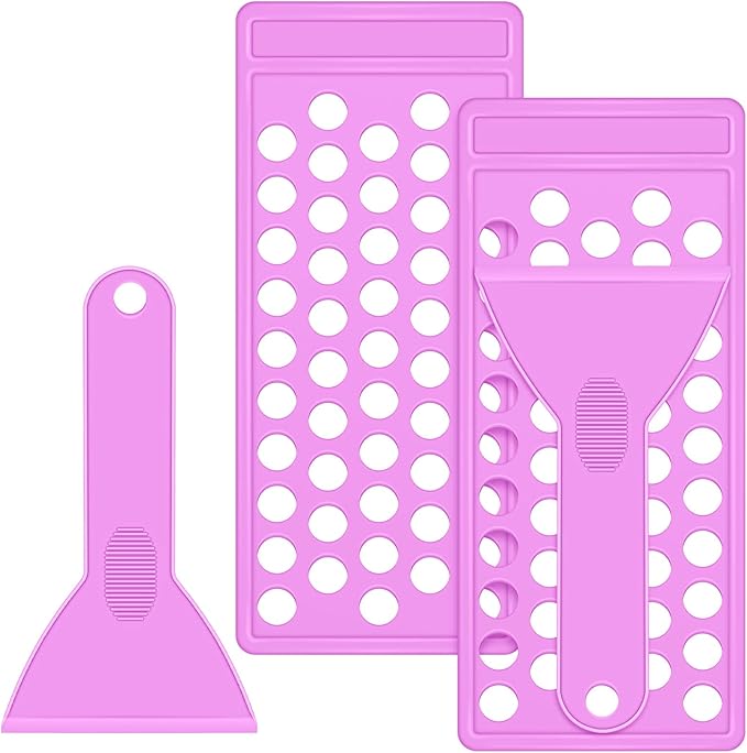 2 Sets Lip Balm Tray and Spatula Set Portable lipstick Holder Lip Balm Containers Lip Gloss Making Kit (Purple)-Velvo Beauty