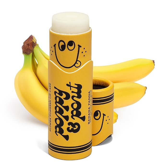 Poppy & Pout Kids Jumbo Lip Balm | All Natural Lip Balms & Moisturizers | Hydrates with Beeswax, Vitamin E, Organic Coconut Oil | Cruelty-Free | Lip Balm in Recyclable Cardboard Tube (Banana Fanna)-Velvo Beauty