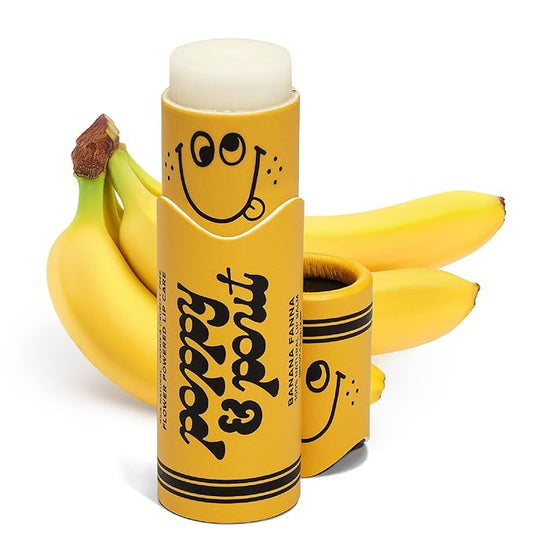 Poppy & Pout Kids Jumbo Lip Balm | All Natural Lip Balms & Moisturizers | Hydrates with Beeswax, Vitamin E, Organic Coconut Oil | Cruelty-Free | Lip Balm in Recyclable Cardboard Tube (Banana Fanna)-Velvo Beauty