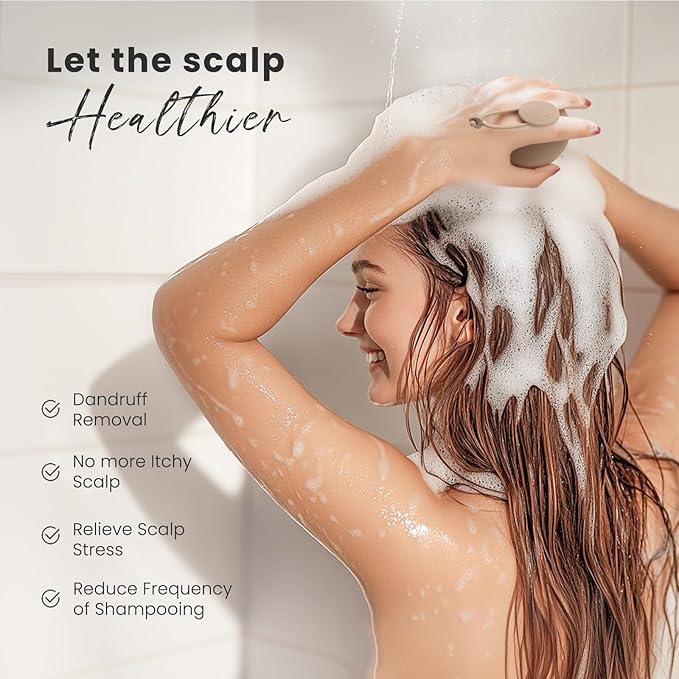 AIMIKE Scalp Massager Shampoo Brush, Soft Silicone Hair Scrubber for Washing Hair, Dandruff Removal & Scalp Scrubber Hair Growth Stimulator, Scalp Brush/Exfoliator Brush On Dry & Wet Scalp-Velvo Beauty