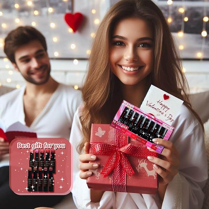 10 Pack Tinted Lip Balm With Glitter Powder Stocking Stuffers Tinted Chapstick - Moisturizing Lip Balm with Shimmer - Lipstick Set - Assorted Colors and Favors-Velvo Beauty