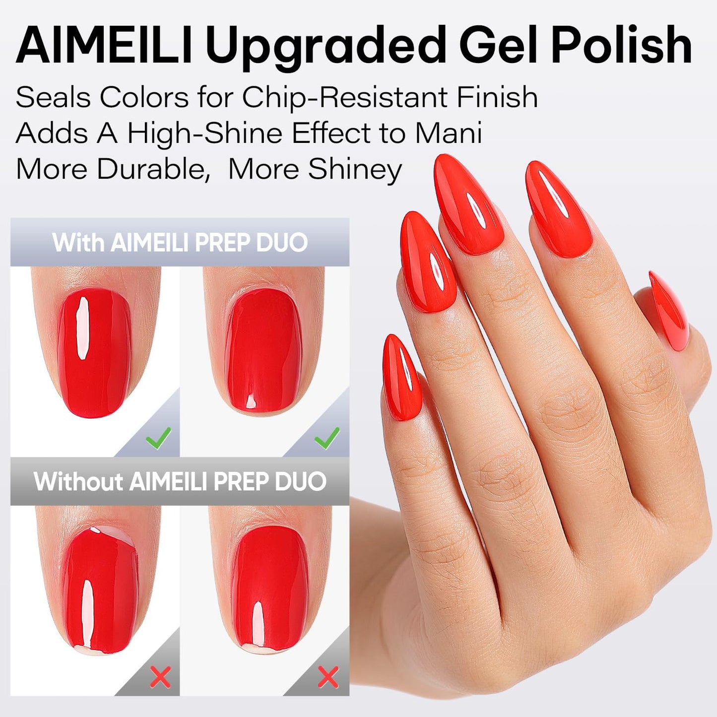 AIMEILI Gel Nail Polish 4pcs, Hema Free, Cruelty Free, Vegan, U V LED Nail Art - Base Coat, No Wipe Top Coat, Nail Dehydrator and Primer-Velvo Beauty